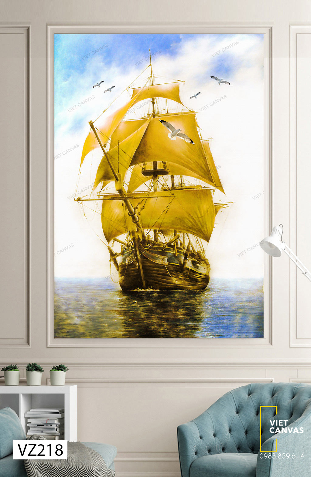 Bức tranh phong cảnh phong thủy thuận buồm xuôi gió Amia 1337